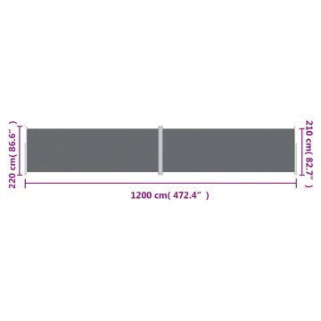 Copertină laterală retractabilă, antracit, 220x1200 cm - Img 7