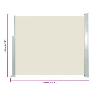 Copertină laterală retractabilă, crem, 120x300 cm - Img 5