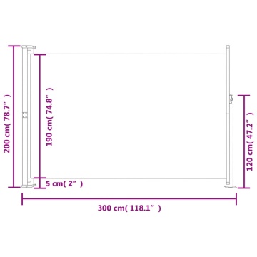 Copertină laterală retractabilă de terasă, gri, 200x300 cm - Img 6
