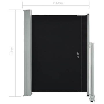 Copertină laterală retractabilă de terasă, negru, 100 x 300 cm - Img 7