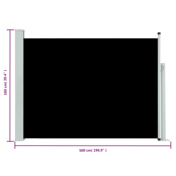 Copertină laterală retractabilă de terasă, negru, 100x500 cm - Img 7