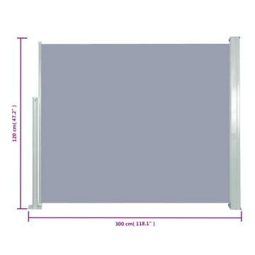 Copertină laterală retractabilă, gri, 120x300 cm - Img 6