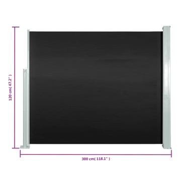 Copertină laterală retractabilă, negru, 120x300 cm - Img 6