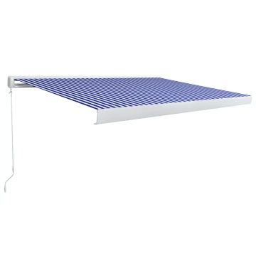 Copertină manuală tip casetă, albastru și alb, 350 x 250 cm - Img 2