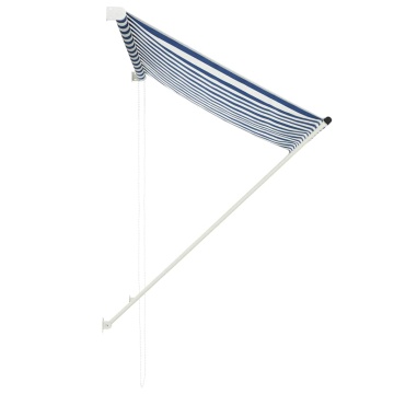 Copertină retractabilă, albastru și alb, 150 x 150 cm - Img 3
