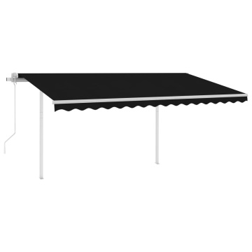 Copertină retractabilă automat, cu stâlpi, antracit, 4,5x3 m - Img 2