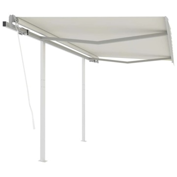 Copertină retractabilă automat cu stâlpi, crem, 3,5x2,5 m - Img 1
