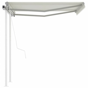 Copertină retractabilă automat cu stâlpi, crem, 3,5x2,5 m - Img 2