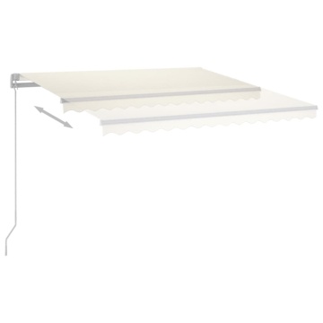 Copertină retractabilă automat cu stâlpi, crem, 3,5x2,5 m - Img 8
