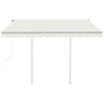 Copertină retractabilă automat cu stâlpi, crem, 3x2,5 m - Img 5
