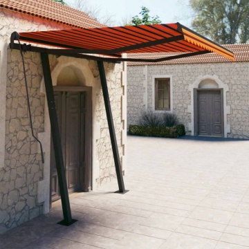 Copertină retractabilă automat, stâlpi, portocaliu&maro 3x2,5 m - Img 1