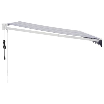 Copertină retractabilă automată, albastru și alb, 4x3 m - Img 4