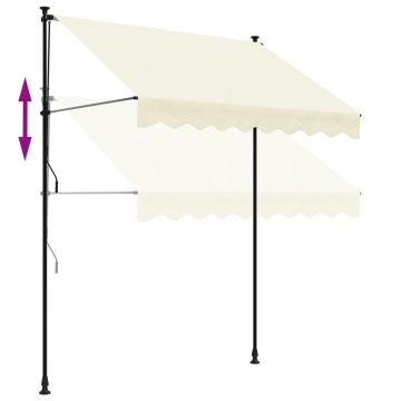 Copertină retractabilă, crem, 200x150 cm, țesătură și oțel - Img 6