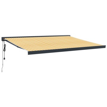 Copertină retractabilă, galben/alb, 4,5x3 m, textil/aluminiu - Img 2