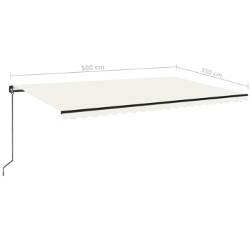 Copertină retractabilă manual, crem, 500x350 cm - Img 3