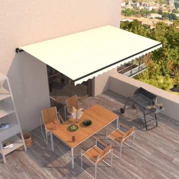 Copertină retractabilă manual, crem, 500x350 cm - Img 1