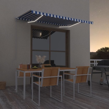 Copertină retractabilă manual cu LED albastru și alb 300x250 cm - Img 1