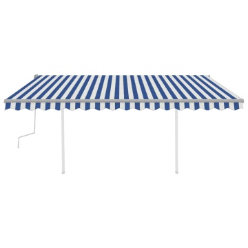 Copertină retractabilă manual, cu LED, albastru și alb, 4x3 m - Img 3