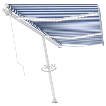 Copertină retractabilă manual cu LED albastru și alb 600x300 cm - Img 3