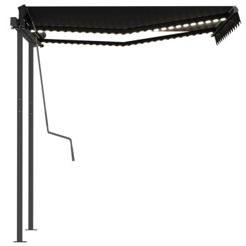 Copertină retractabilă manual cu LED, antracit, 3,5x2,5 m - Img 5