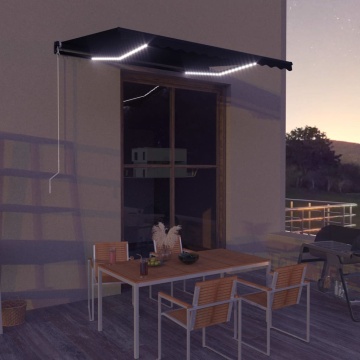 Copertină retractabilă manual cu LED, antracit, 350 x 250 cm - Img 1