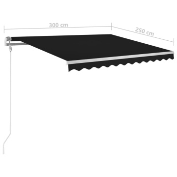 Copertină retractabilă manual cu LED, antracit, 3x2,5 m - Img 7