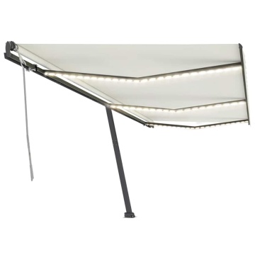 Copertină retractabilă manual cu LED, crem, 600x300 cm - Img 2