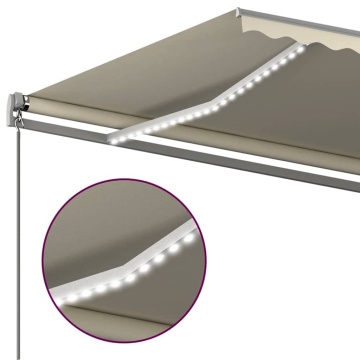Copertină retractabilă manual cu LED, crem, 6x3 m - Img 5