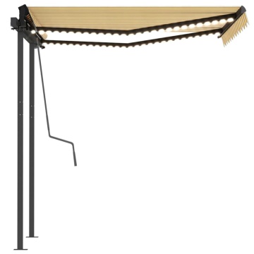 Copertină retractabilă manual cu LED, galben/alb, 3,5x2,5 m - Img 5