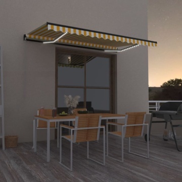 Copertină retractabilă manual cu LED, galben și alb, 400x350 cm - Img 1