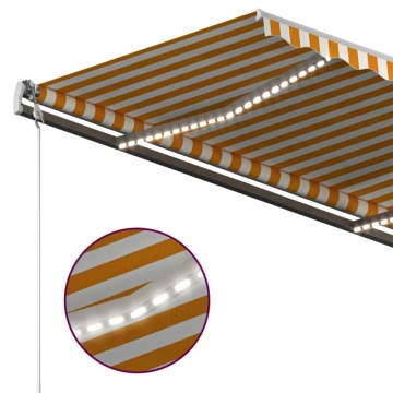 Copertină retractabilă manual cu LED, galben și alb, 400x350 cm - Img 6