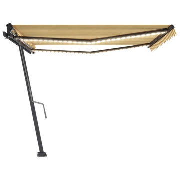 Copertină retractabilă manual cu LED, galben și alb, 400x350 cm - Img 8