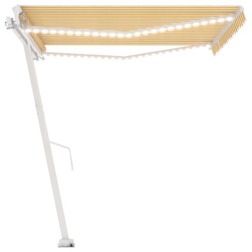 Copertină retractabilă manual cu LED, galben și alb, 450x300 cm - Img 8
