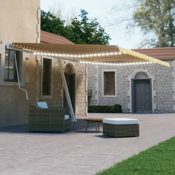 Copertină retractabilă manual cu LED, galben și alb, 500x300 cm - Img 1