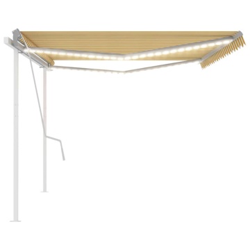 Copertină retractabilă manual, cu LED, galben și alb, 5x3 m - Img 4