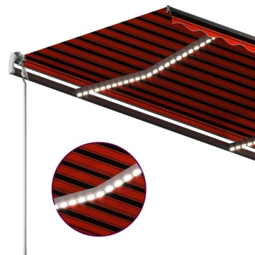 Copertină retractabilă manual cu LED, portocaliu&maro 3,5x2,5 m - Img 6