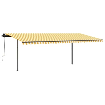 Copertină retractabilă manual cu stâlpi galben&alb 3,5x2,5 m - Img 3