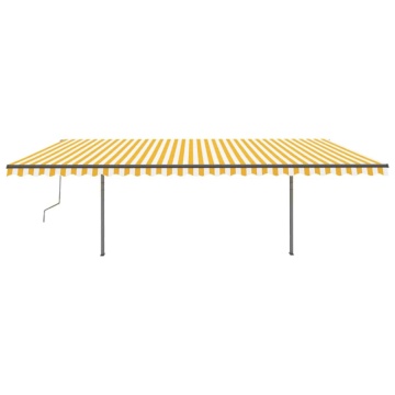 Copertină retractabilă manual cu stâlpi galben&alb 3,5x2,5 m - Img 8