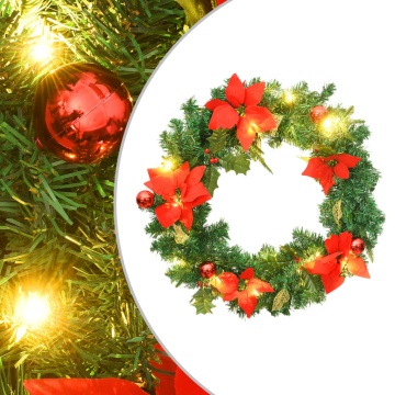 Coroniță de Crăciun cu becuri LED, verde, 60 cm, PVC - Img 1