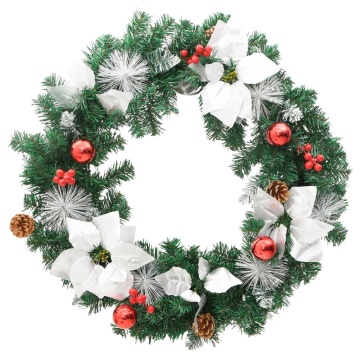 Coroniță de Crăciun cu becuri LED, verde, 60 cm, PVC - Img 3
