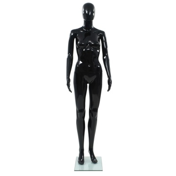 Corp manechin feminin, suport din sticlă, negru lucios, 175 cm - Img 2