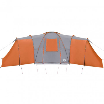 Cort camping 12 pers. gri/portocaliu 840x720x200 cm tafta 185T - Img 5