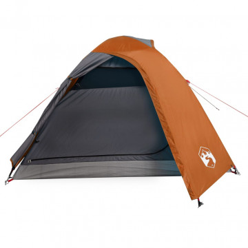 Cort camping 2 persoane gri/portocaliu 264x210x125cm tafta 185T - Img 8