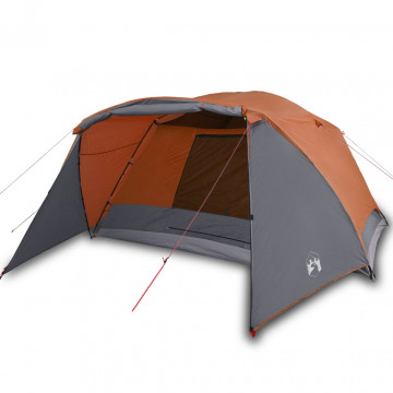 Cort camping 4 persoane gri/portocaliu 350x280x155cm tafta 190T - Img 2