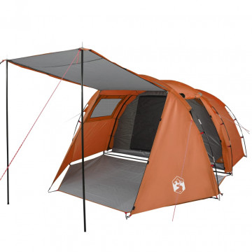 Cort camping 4 persoane gri/portocaliu 420x260x153cm tafta 185T - Img 4