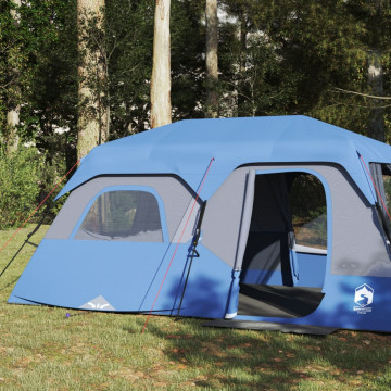 Cort camping 9 pers., albastru, impermeabil, configurare rapidă - Img 4