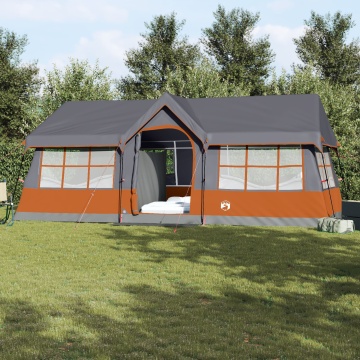 Cort camping cu feronerie Gri și Portocaliu 12-Persoane Impermeabil - Img 1