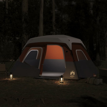 Cort camping cu LED pentru 6 persoane, gri deschis/portocaliu - Img 3