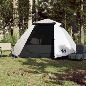 Cort camping cupolă 2 persoane alb, țesătură opacă, impermeabil - Img 3