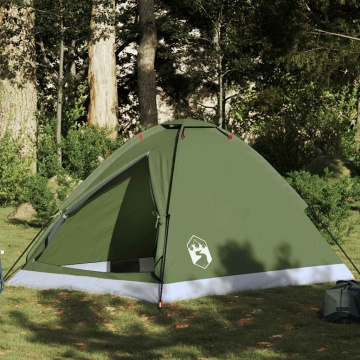 Cort camping cupolă 2 persoane verde măsliniu impermeabil - Img 1
